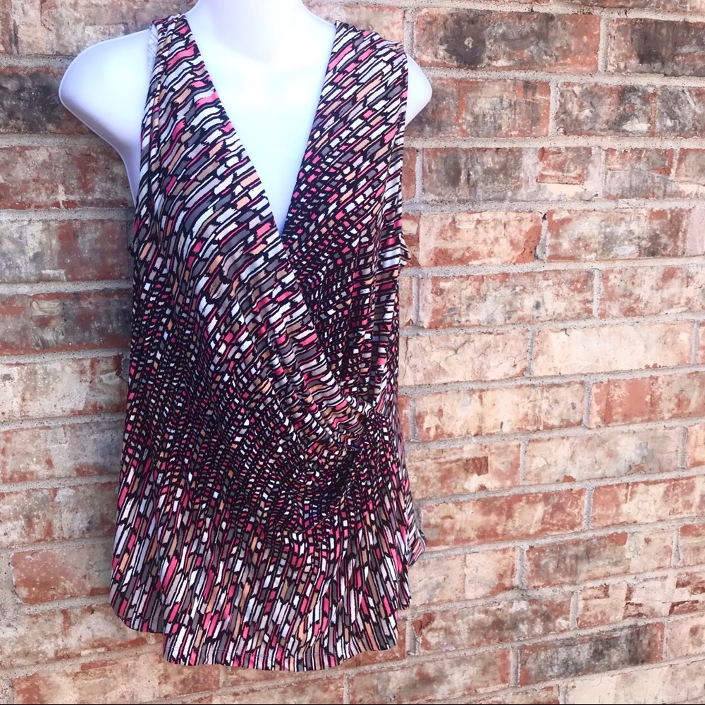 {Nic + Zoe} Deep V-neck Draped Front Wrap Top {Lg}